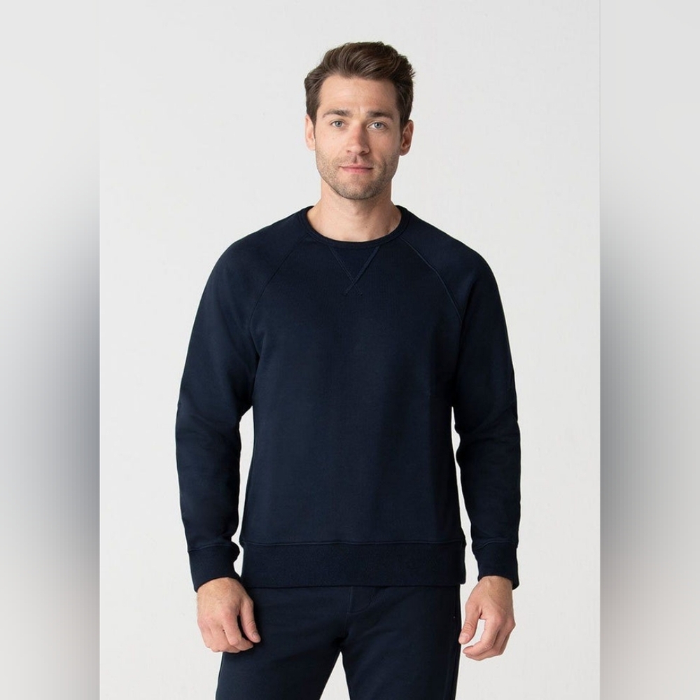 SWET TAILOR Navy Blue Relaxed Fit SWET-Shirt 100% Cotton Size: Small